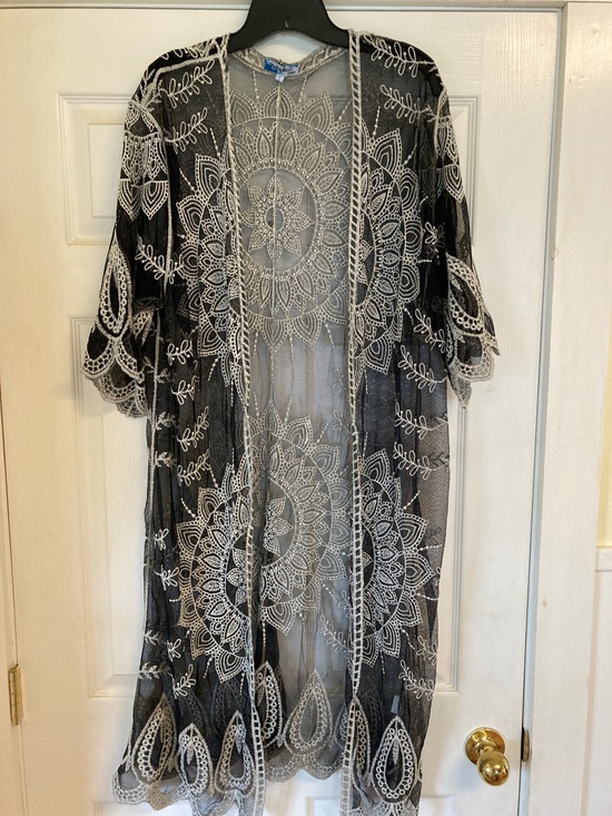 Rebellion Again Accessories - Rebellion Again  Black and White Sheer Wrap/Kimono